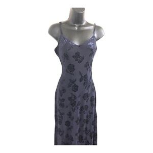 Trixxi dark blue dark floral velvet applique goth like v-neck maxi dress size XL